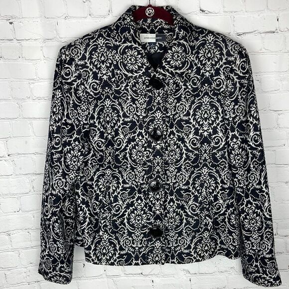 Jones Wear Studio Blazer Black and White Patterned Size Small - Picture 1 of 6